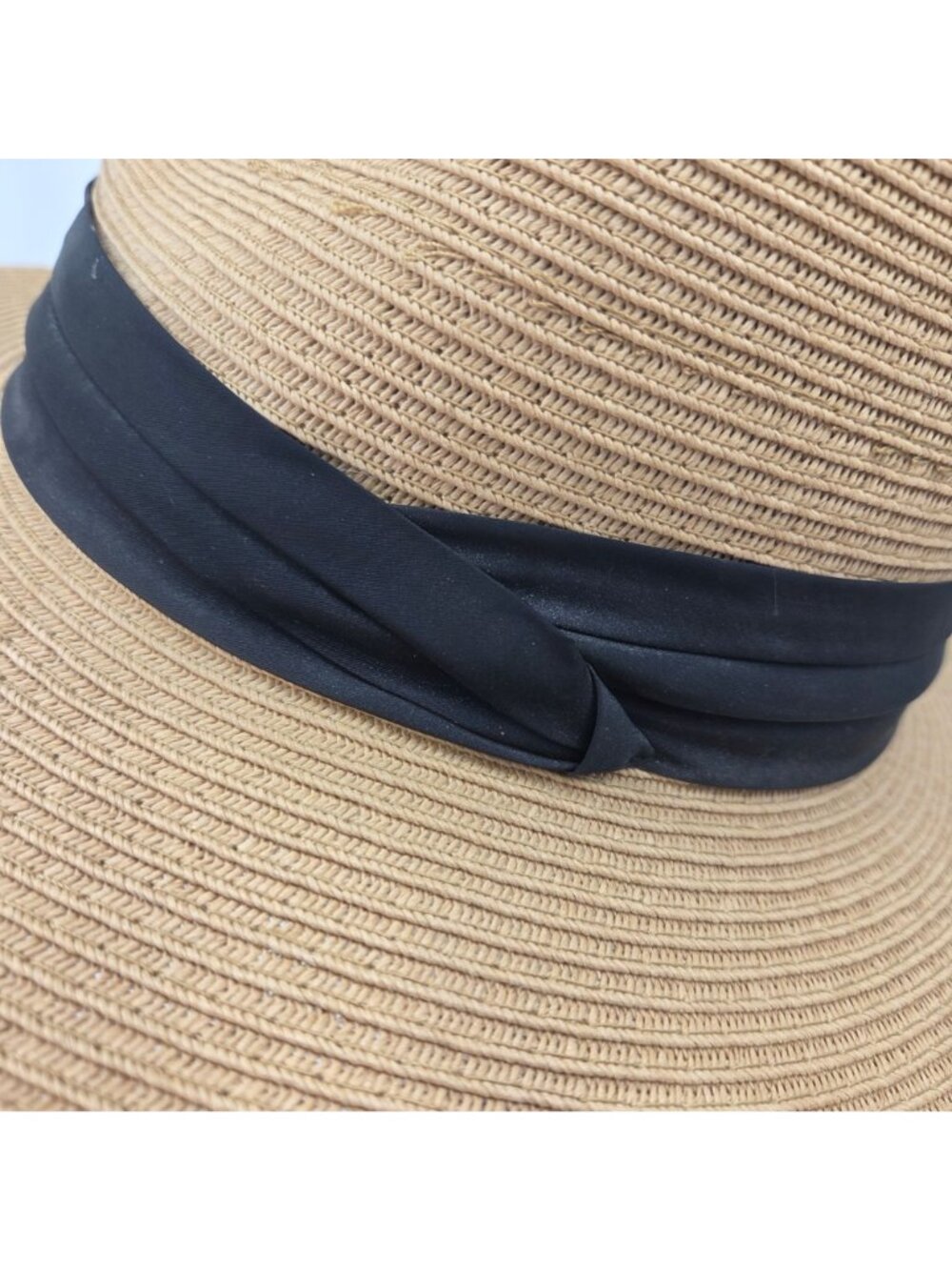 Furtalk Straw Panama Hat With Black Band & Adjustable Chin Strap & Head Band M/L - Picture 6 of 14